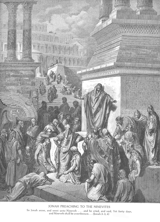 Иона проповедует на улицах Ниневии